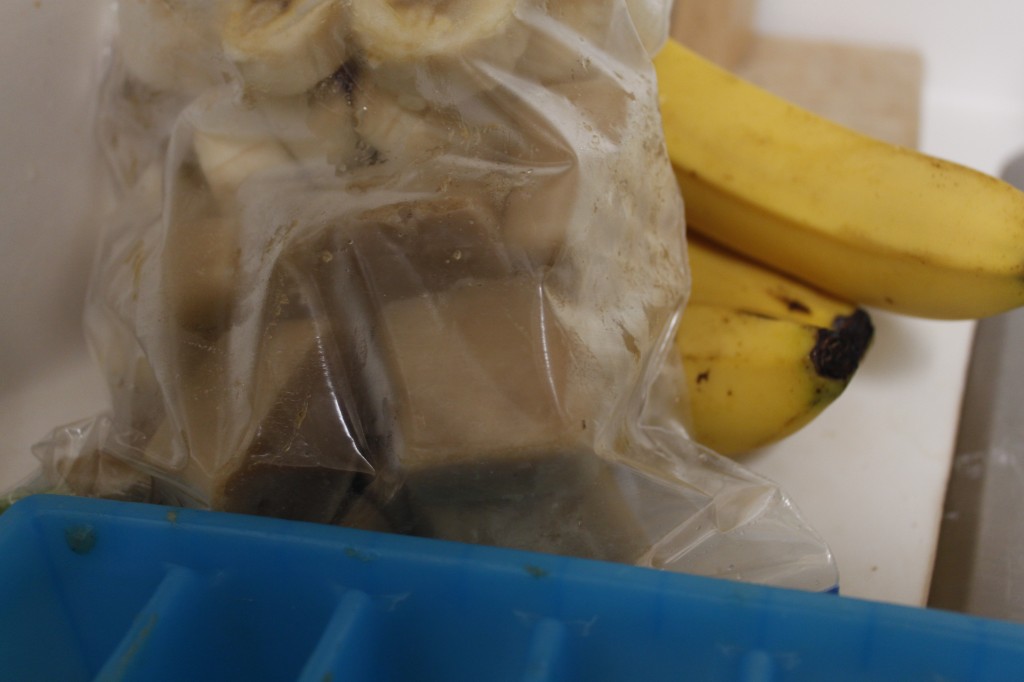 frozen banana cubes
